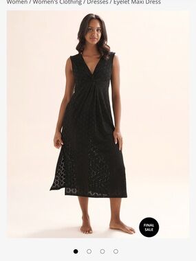 Sleeveless Black Eyelet Maxi Swim Cover-Up